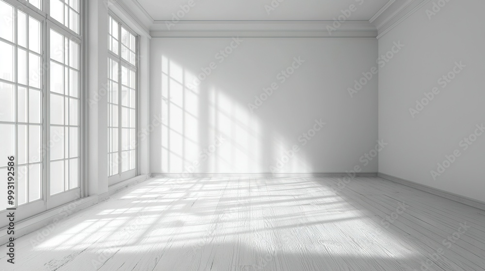 An empty room, plenty of windows, and sunlight streaming in from the opposite corner An empty room, plenty of windows, and sunlight streaming in from the opposite corner