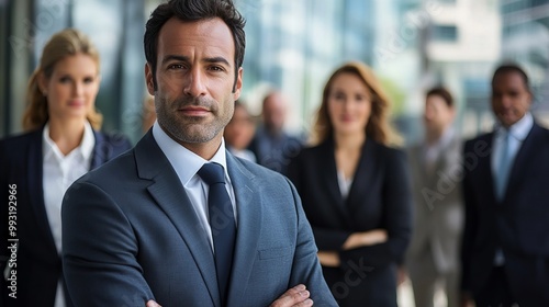 Confident Corporate Professionals Collaborate in Formal Business Setting