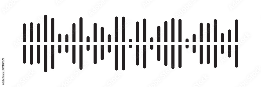 Radio Wave icon. Monochrome simple sound wave on white background. Vector sound wave icon. Music player sound bar. Record interface. Equalizer icon with soundwave line. vector illustration in eps 10. Radio Wave icon. Monochrome simple sound wave on white background. Vector sound wave icon. Music player sound bar. Record interface. Equalizer icon with soundwave line. vector illustration in eps 10.