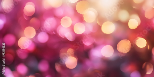 Soft Pink and Gold Bokeh Lights Abstract Background