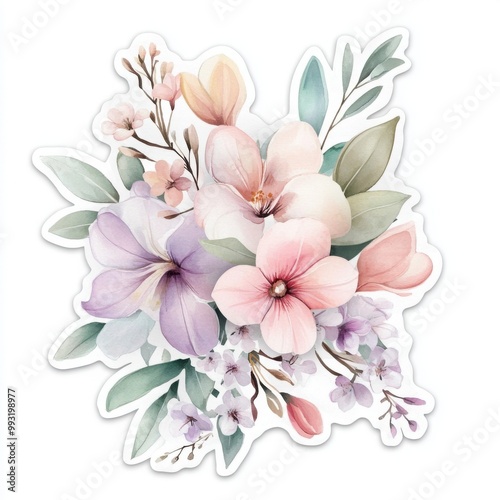 A sticker featuring a delicate bouquet mix of Orchids and jasmine blooms