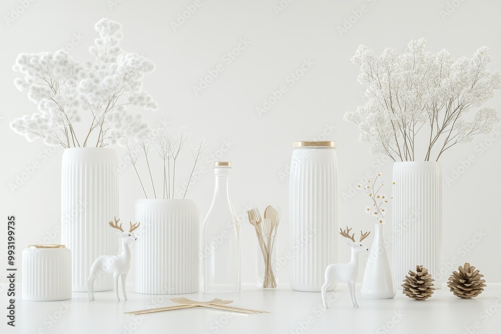 Decoration for the home in gold and white for Christmas Decoration for the home in gold and white for Christmas