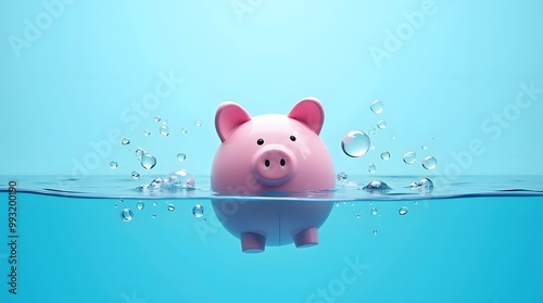 Piggy Bank Submerged in Water