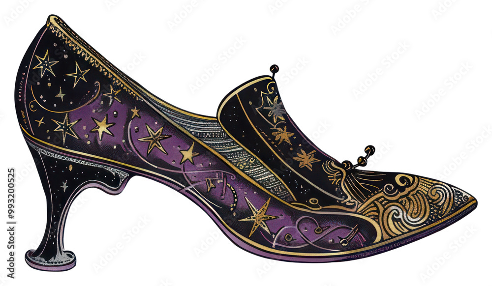 Obraz premium PNG Elegant celestial-themed high heel