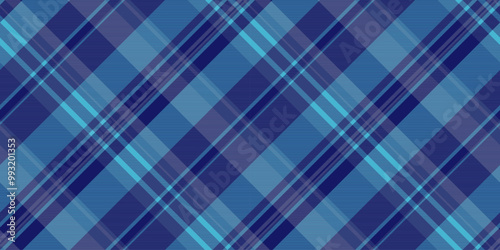 Fluffy background check tartan, old-fashioned vector fabric pattern. Asymmetric plaid textile texture seamless in blue and cyan colors.