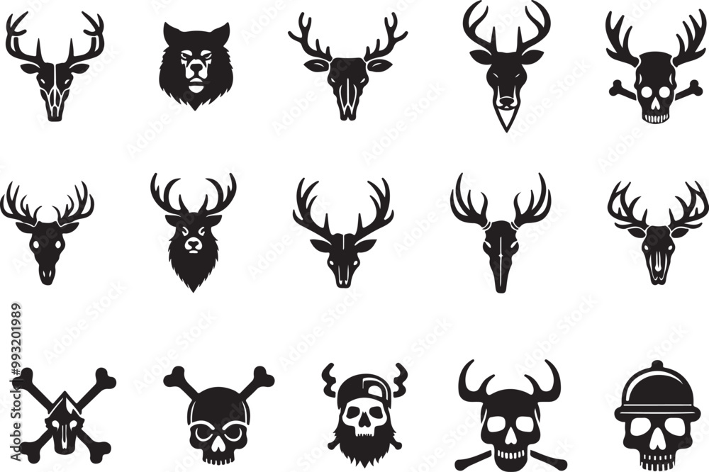 antlers icons set. Simple set of antlers vector icons for web design on white background antlers icons set. Simple set of antlers vector icons for web design on white background