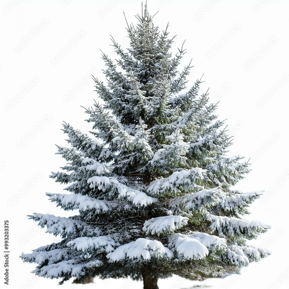 Fir Tree with Snow-Covered Branches isolated in white Fir Tree with Snow-Covered Branches isolated in white