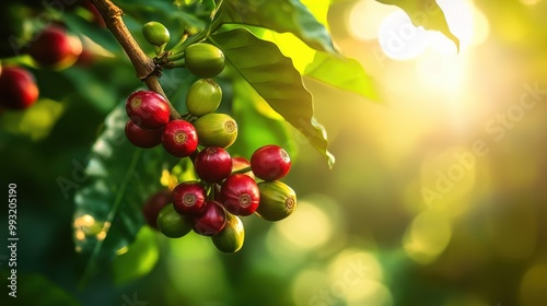 The Coffee Berries in Sunlight