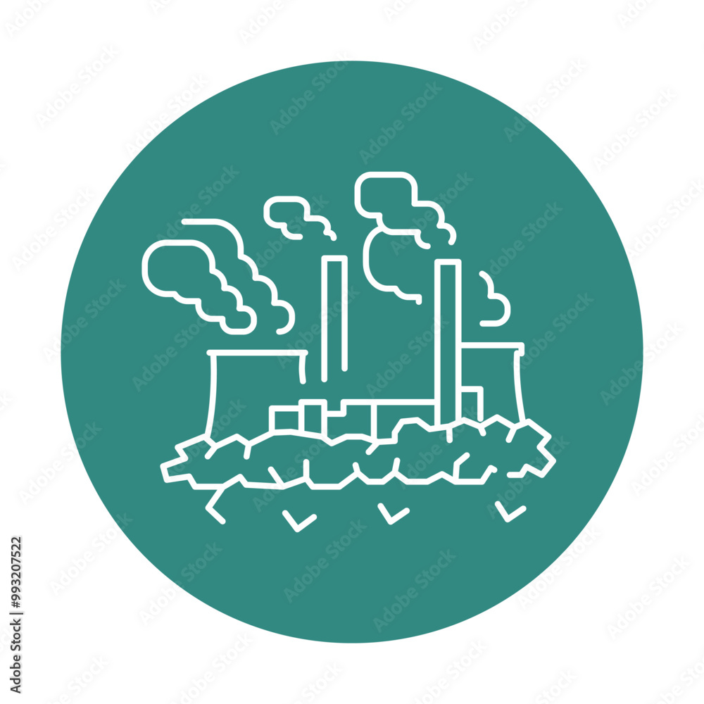 Coal-fired power station black line icon. Alternative energy source