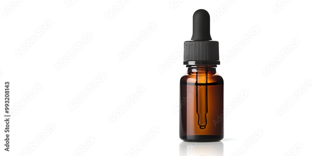 Amber Glass Dropper Bottle Isolated on White Background Amber Glass Dropper Bottle Isolated on White Background