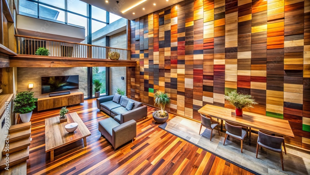 Elegant Wood Tiling for Walls in Modern Interior Design, Creating a Warm and Inviting Atmosphere Elegant Wood Tiling for Walls in Modern Interior Design, Creating a Warm and Inviting Atmosphere