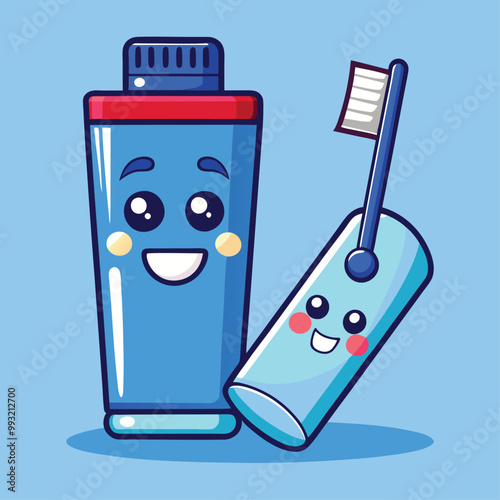 Floating Toothpaste And Toothbrush Cartoon Vector Icon Illustration Bathroom Object Icon Isolated