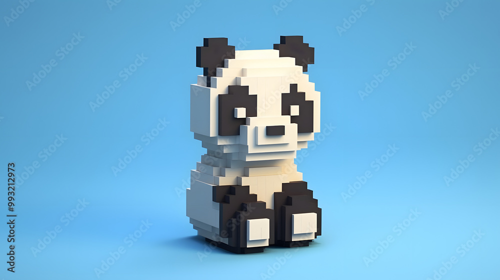 Obraz premium Panda 3d pixel Character Cartoon