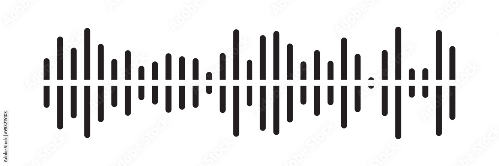 Radio Wave icon. Monochrome simple sound wave on white background. Vector sound wave icon. Music player sound bar. Record interface. Equalizer icon with soundwave line. vector illustration in eps 10.