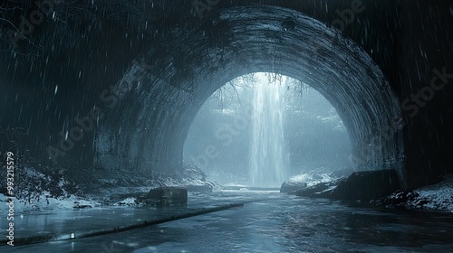 Waterfall Cave: A Mystical Winter Landscape photo