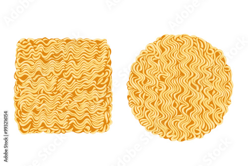 instant noodles cube isolated on white background, illustration ramen cubes or noodle for clip art