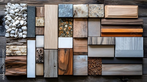 Wood, Stone, and Concrete Samples Photo - Material Palette