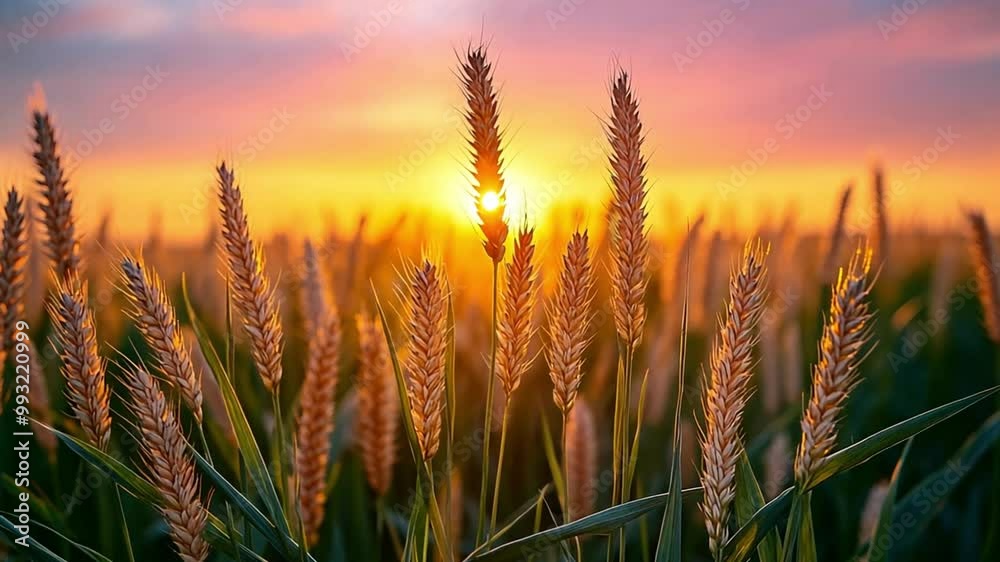 beautiful view of wheat fields in the afternoon footage beautiful view of wheat fields in the afternoon footage