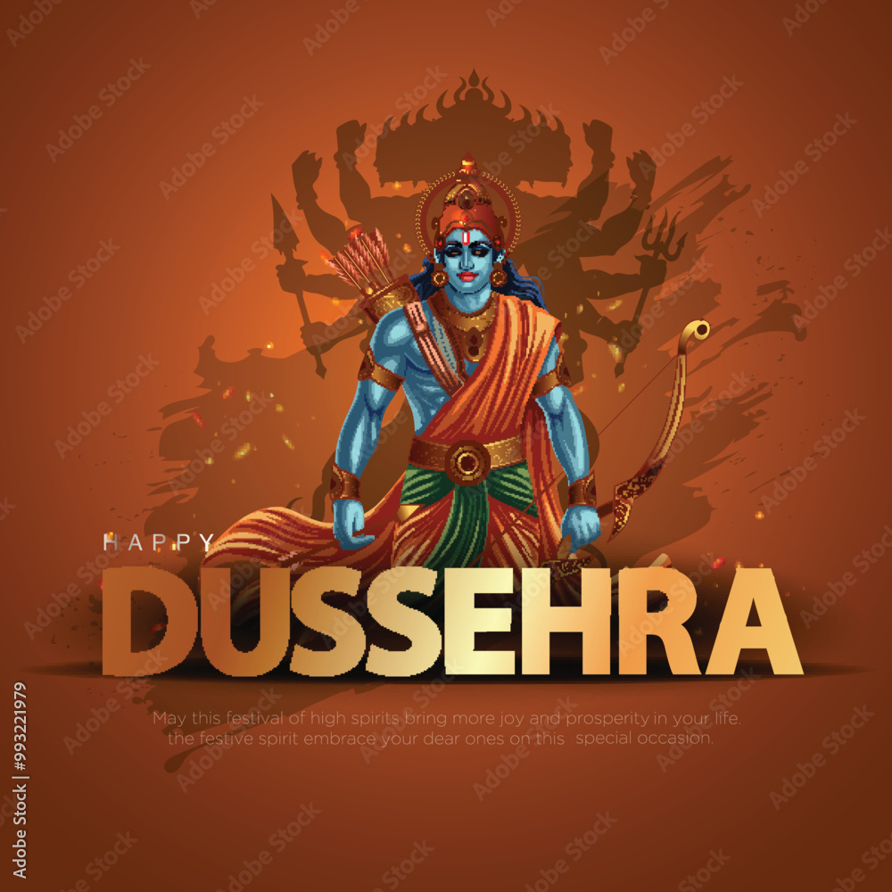 Happy Dussehra festival of India. of Lord Rama killing Ravana. vector illustration design Happy Dussehra festival of India. of Lord Rama killing Ravana. vector illustration design