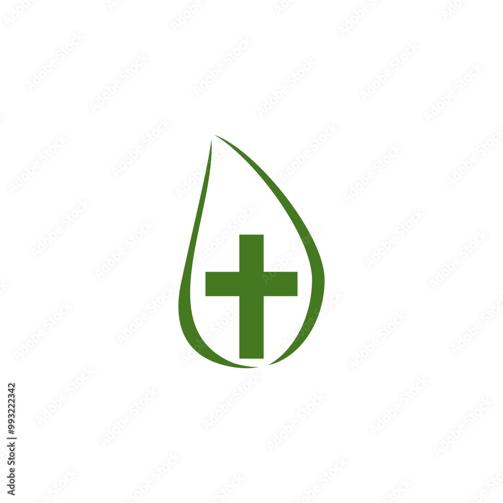 Obraz premium Leaf religious cross icon isolated on white background .