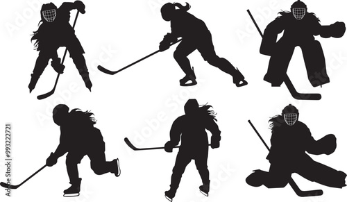 Hockey Girl Silhouette, Ice Hockey, Winter Sports, Hockey Player Cut Files