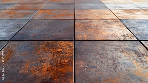 Closeup of a Distressed and Rusted Tile Floor