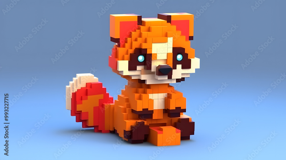 Obraz premium Red Panda 3d pixel Character Cartoon