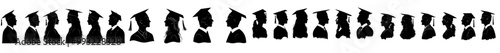 Modern graduation caps illustration. Various styles and angles perfect for academic, ceremony, commencement, education related themes.