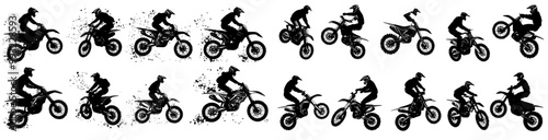 The collection includes various modes of transportation, including dirt bikes and road bikes in a wide range of angles and styles.