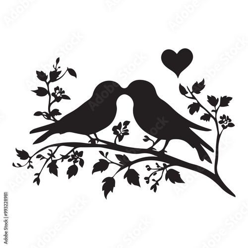 Love birds sitting on a branch