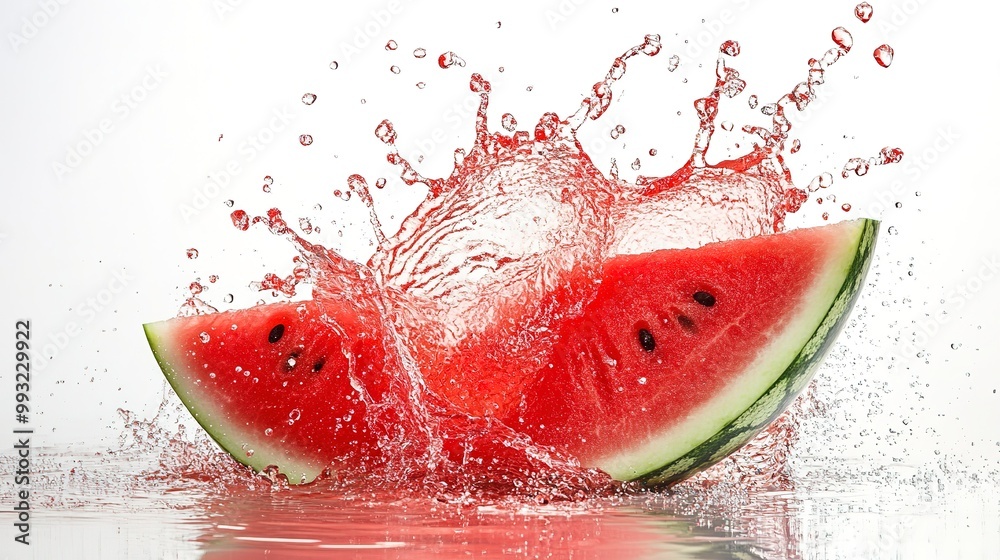 watermelon splashing isolated on white background watermelon splashing isolated on white background