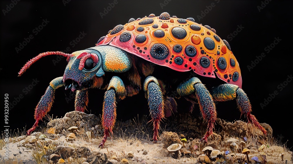 Vibrant Beetle Close-Up: A Detailed Painting of Nature's Beauty Vibrant Beetle Close-Up: A Detailed Painting of Nature's Beauty