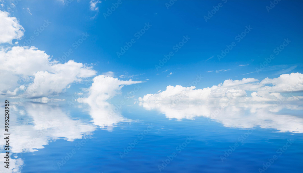Blue Sky and Clouds Reflecting in Water and Copy Space Blue Sky and Clouds Reflecting in Water and Copy Space