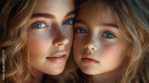 a tender moment captures the loving bond between a mother and daughter radiating warmth and joy set against a softfocus background that enhances the emotional connection of the scene