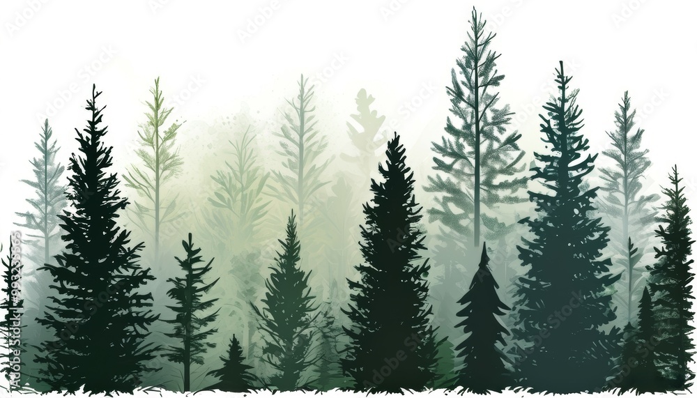 illustration of a vector thicket of a forest on a white background with a 3D visualization effect illustration of a vector thicket of a forest on a white background with a 3D visualization effect