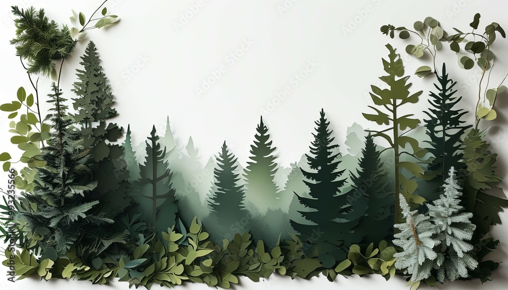illustration of a vector thicket of a forest on a white background with a 3D visualization effect illustration of a vector thicket of a forest on a white background with a 3D visualization effect