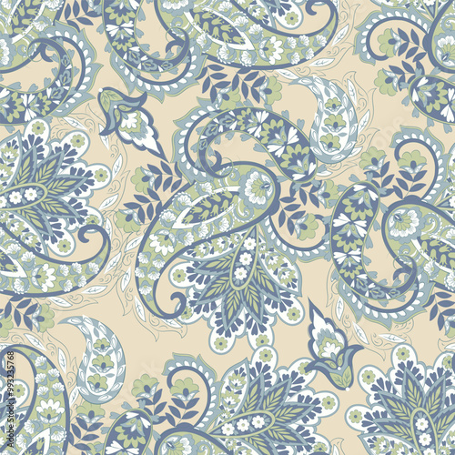 Madhubani, kalamkari, kani seamless pattern. Vector Ajrakh Ikat print patola. Background digital printing textile pattern floral allover design