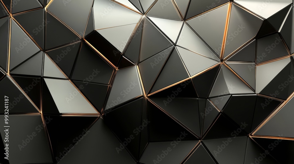 Black 3D rendering background with dark triangles. Black 3D rendering background with dark triangles.