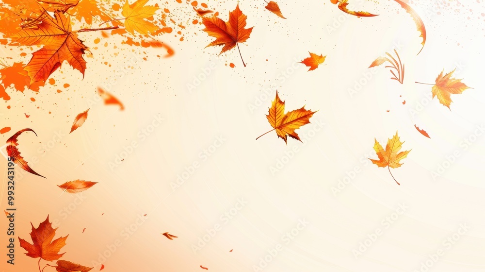 Modern autumn banner, cinnamon background, falling leaf silhouette, clean copy area. Modern autumn banner, cinnamon background, falling leaf silhouette, clean copy area.