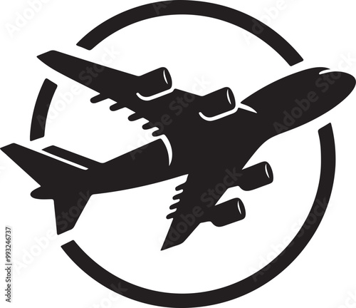 plane silhouette on a white background, vector illustration