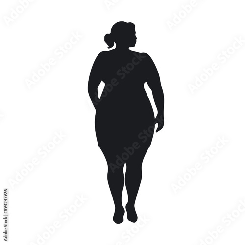 Overweight woman silhouette vector illustration transparent background