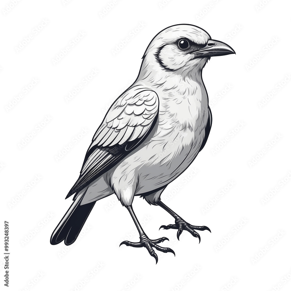 Fototapeta premium Bird Black-White vector illustration, Png.