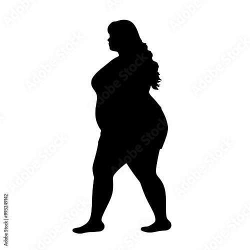 Overweight Fat Women Silhouette -vector illustration transparent background