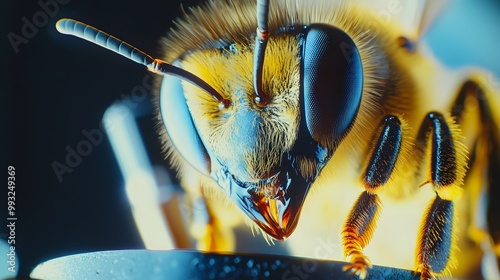 Close-up of a Bee's Head and Legs photo