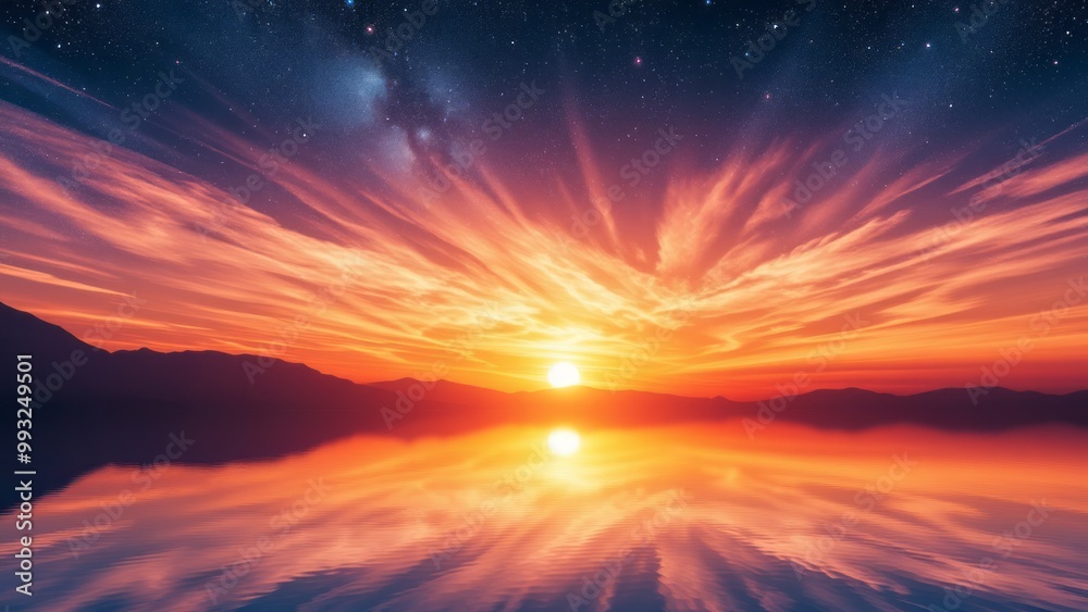 Obraz premium sunset over the lake