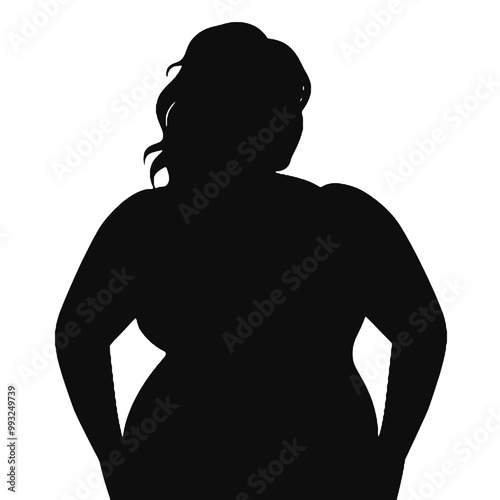 Overweight Fat Women Silhouette -vector illustration transparent background