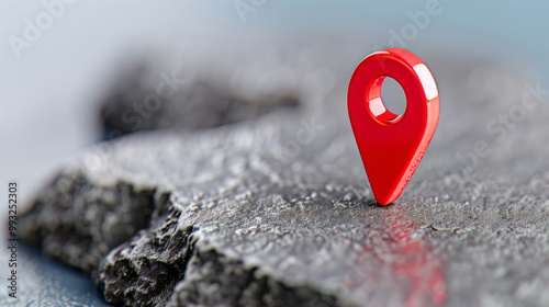 Location marker on rocky surface highlighting navigation and mapping importance