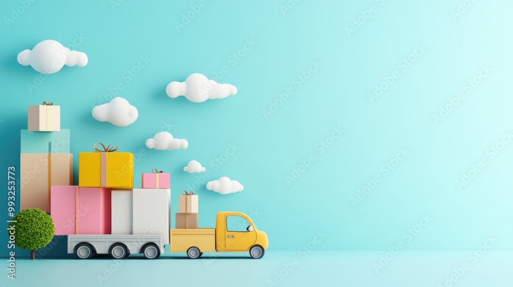 A whimsical illustration of a group of cartoon delivery trucks collaborating to deliver packages, emphasizing teamwork in logistics. A whimsical illustration of a group of cartoon delivery trucks collaborating to deliver packages, emphasizing teamwork in logistics.