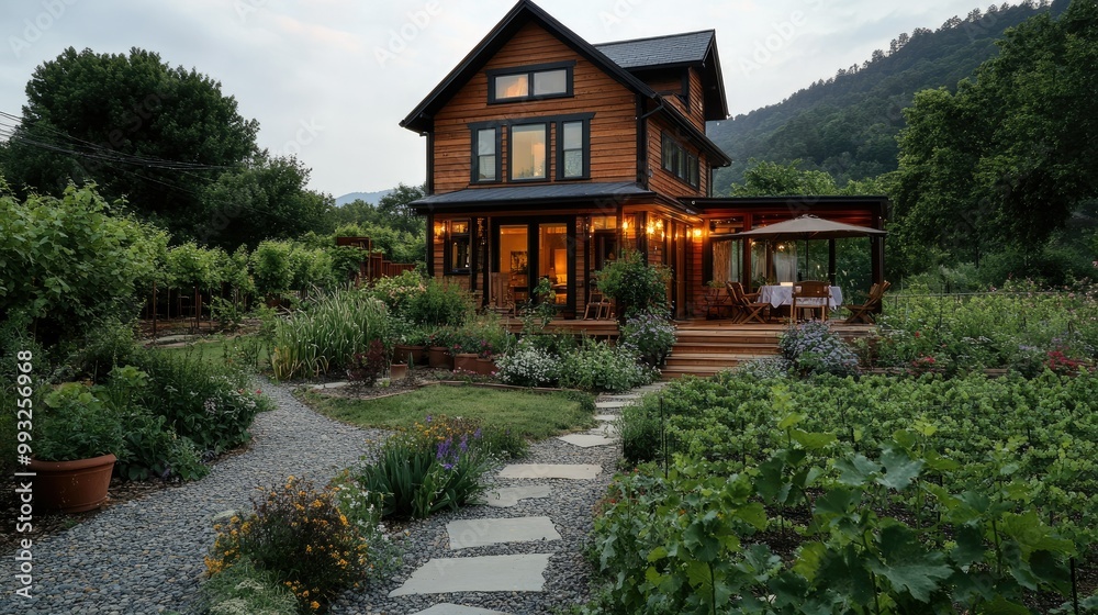 Charming Wooden House Surrounded by Lush Garden Charming Wooden House Surrounded by Lush Garden