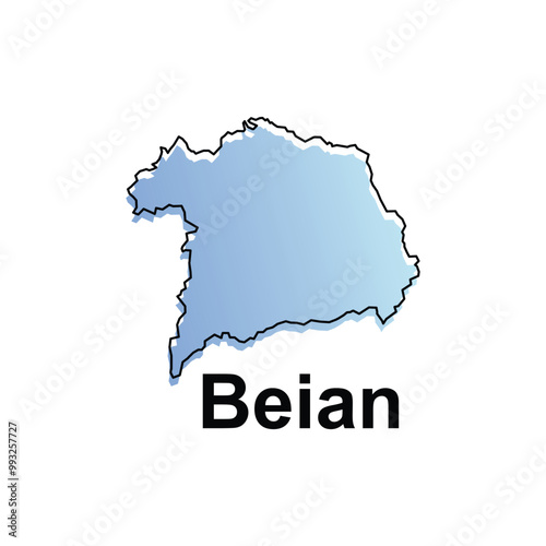 Simple Map City of Beian, map with gradient color style, World map Chinese country vector illustration template photo